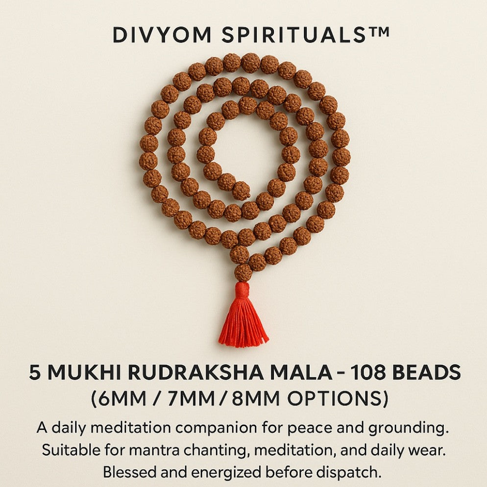 5 Mukhi Rudraksha Mala – 108 Beads