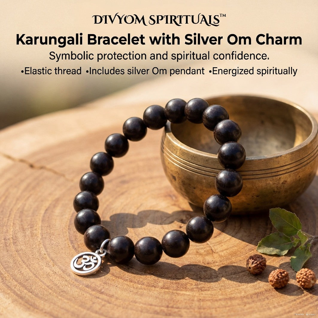 Karungali Bracelet with Silver Om Charm