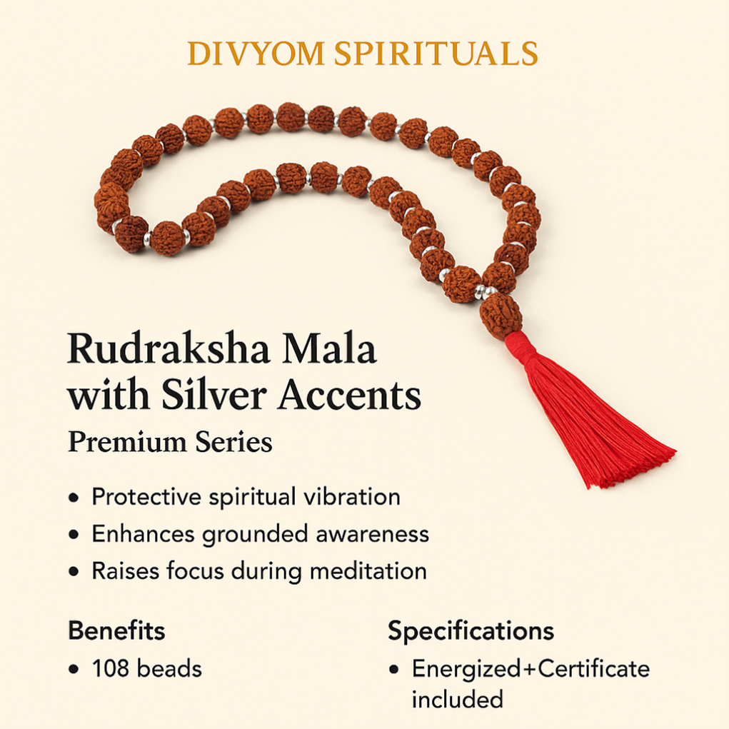 Rudraksha Mala with Silver Accents (Premium Series)