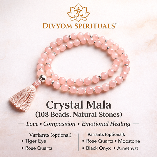 Crystal Mala (108 Beads, Natural Stones)